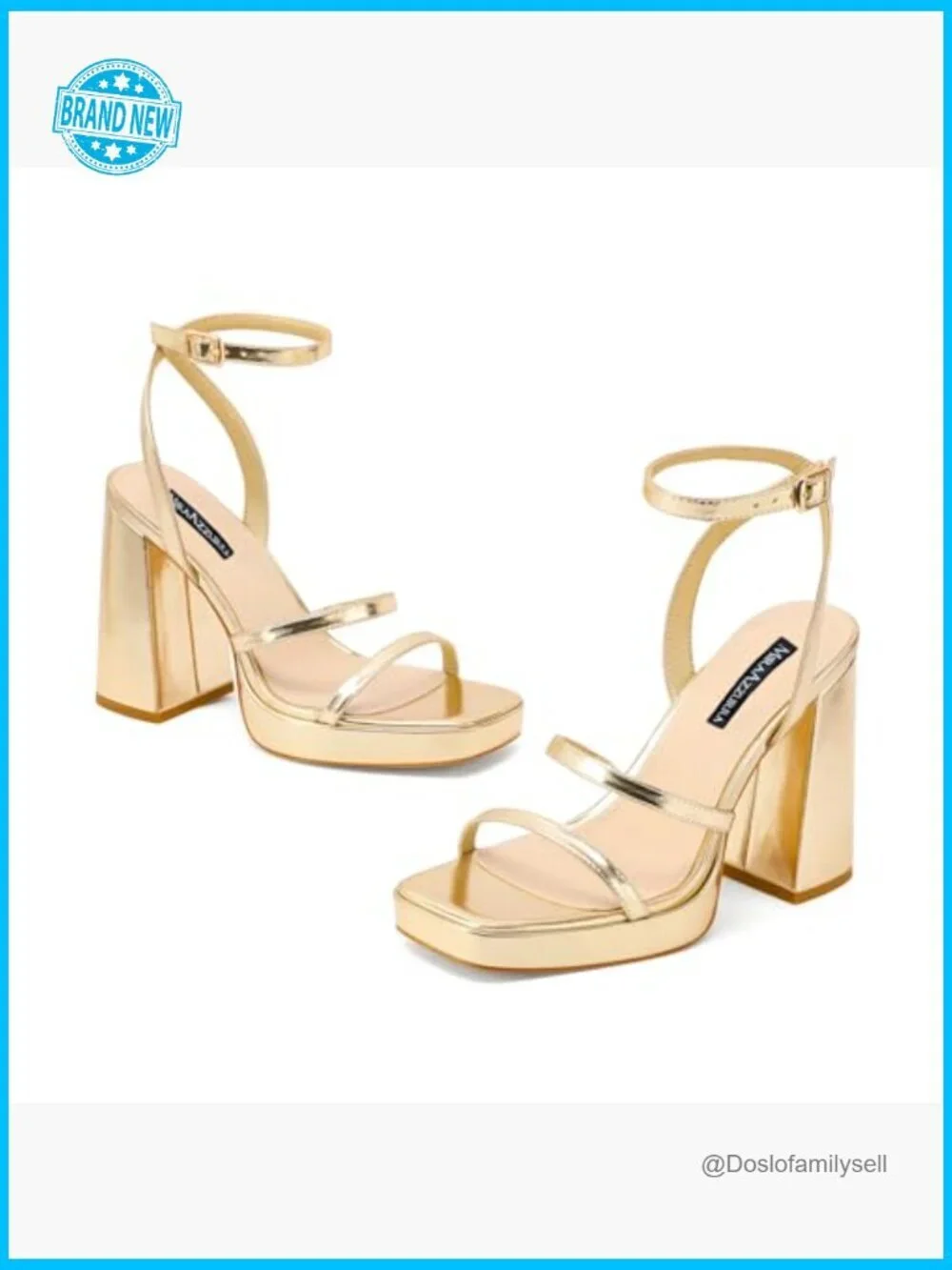 Platform Heeled Sandals Strappy Square Toe Chunky Buckle Ankle Strap Elegant